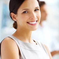 Woman Smiling After Receiving Non-Surgical Procedure with Dr. Lehrman